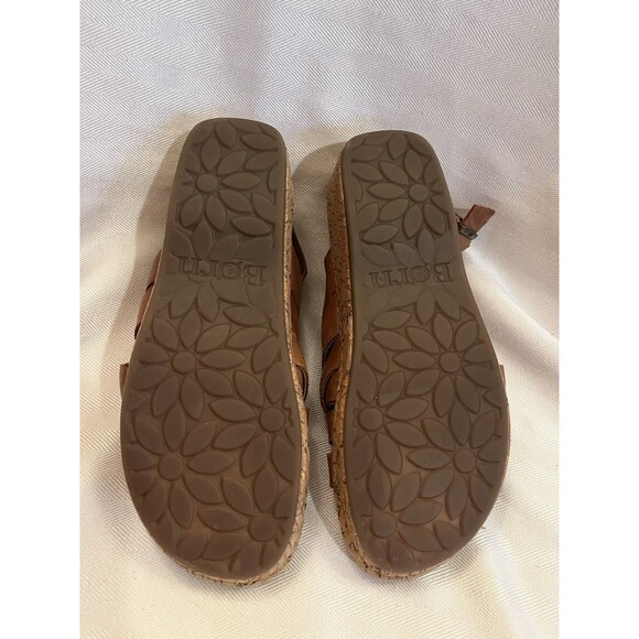 Born Cork Platform Laila Brown Leather Woven Wedge Comfort Sandals Women 7 NEW - Picture 6 of 11